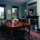 1. Sectional dining table and chairs with horsehair covering. C.1835